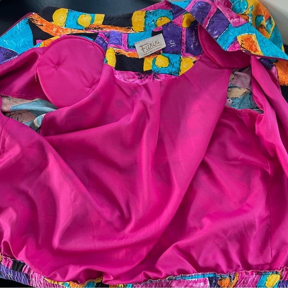 Vintage Farini Art Deco Funky Retro Zip Up Jacket Lightweight Neon 80s 90s - Picture 2 of 8